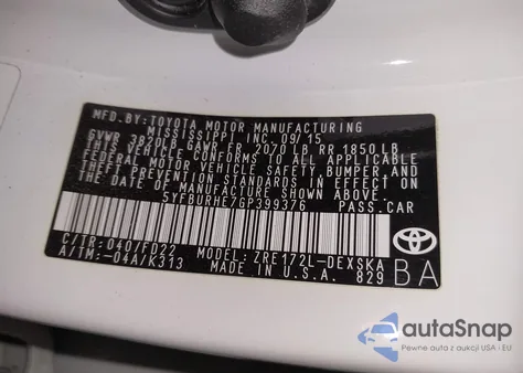 2016 Toyota Corolla S Plus из США, поврежденный, VIN 5YFBURHE7GP399376